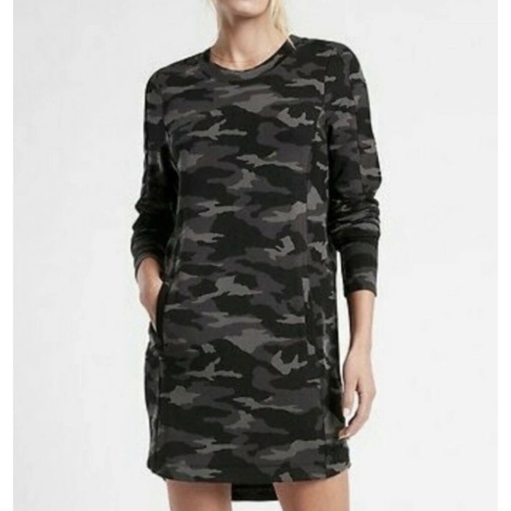 Athleta Balance Dress Women S Camo Lux Black Athleisure Soft Casual Pockets